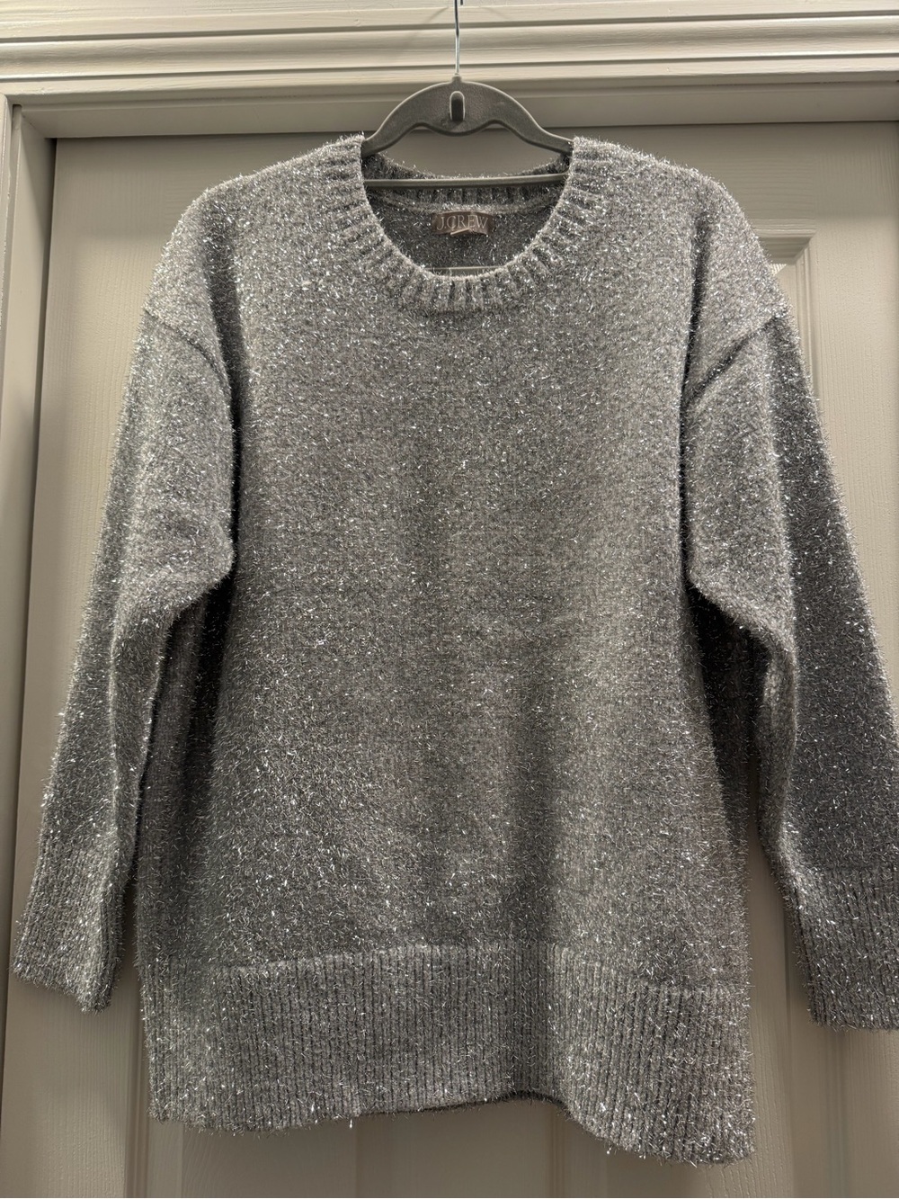 J. Crew Silver Metallic Crewneck Sweater - Medium